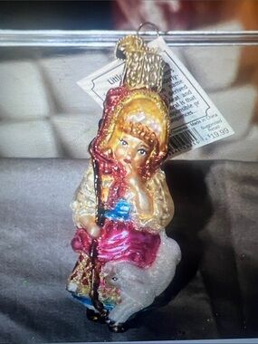 Old world Christmas Little bow peep Ornament in Pink, Gold, Cream